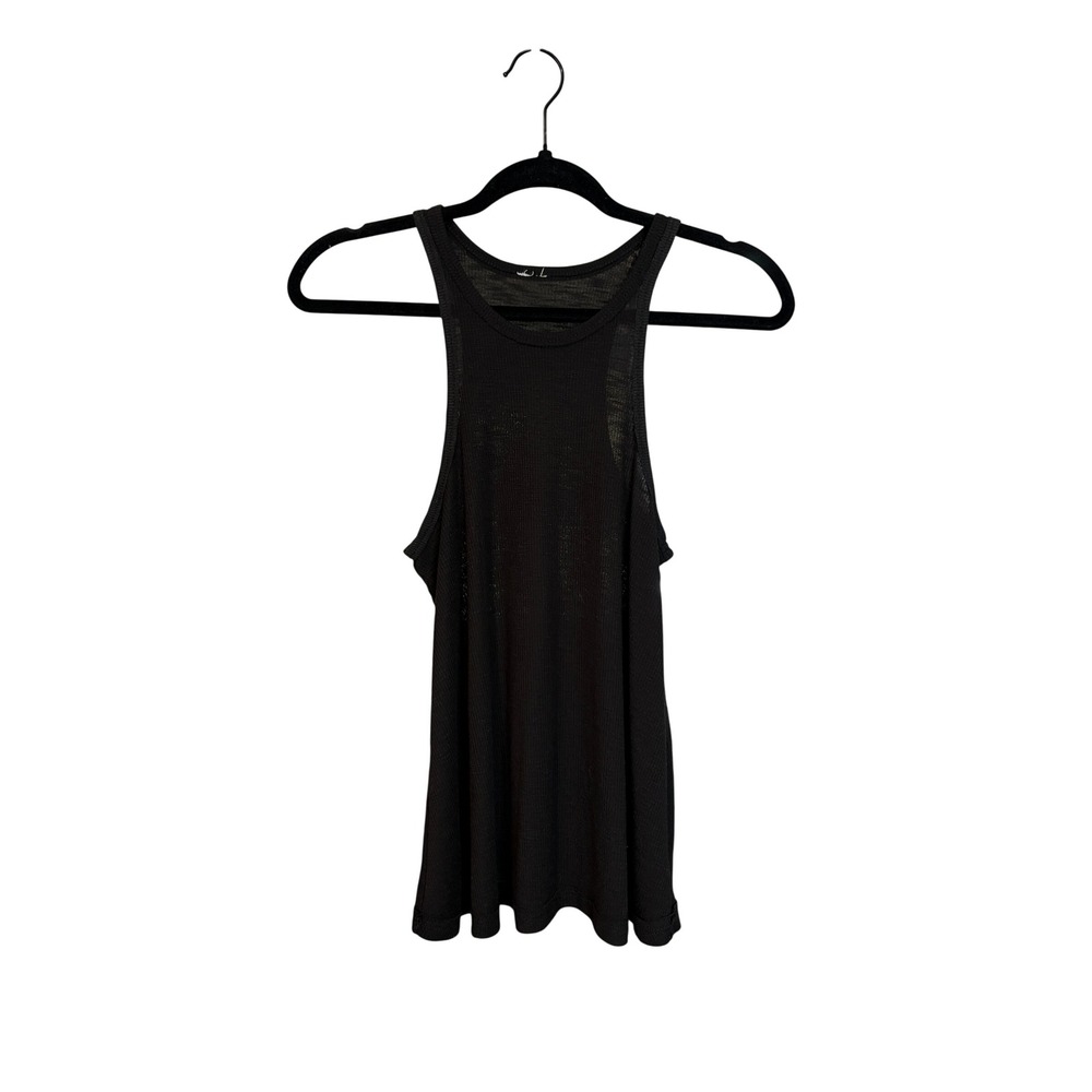 Free People Black Ribbed Racerback Tank Top Size Small Boho Basic